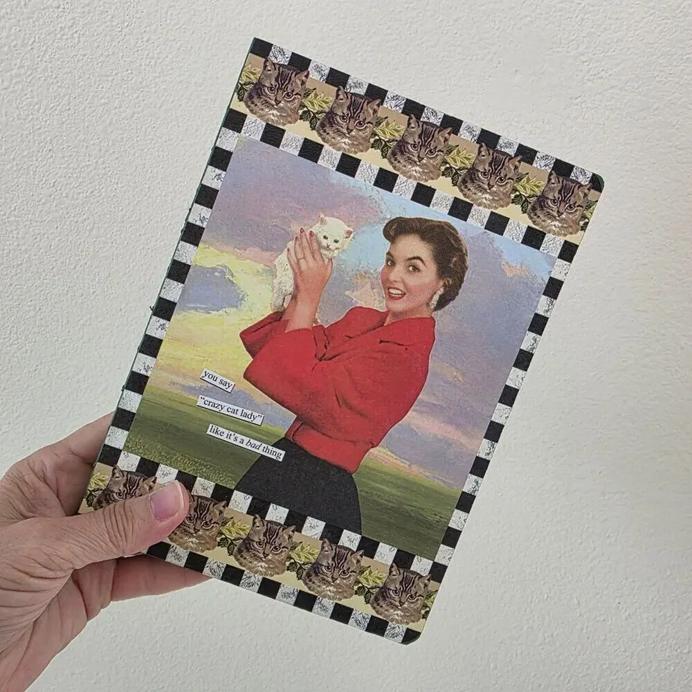 102. Anne Taintor Crazy Cat Lady Vintage Style Notebook Retro Collage Journal